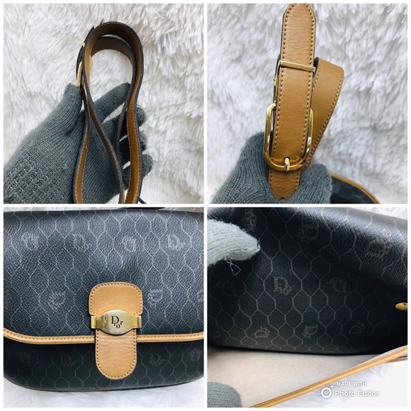DIOR VINTAGE TROTTER CANVAS PVC CROSSBODY SLING BAG OBO - Picture 7 of 10